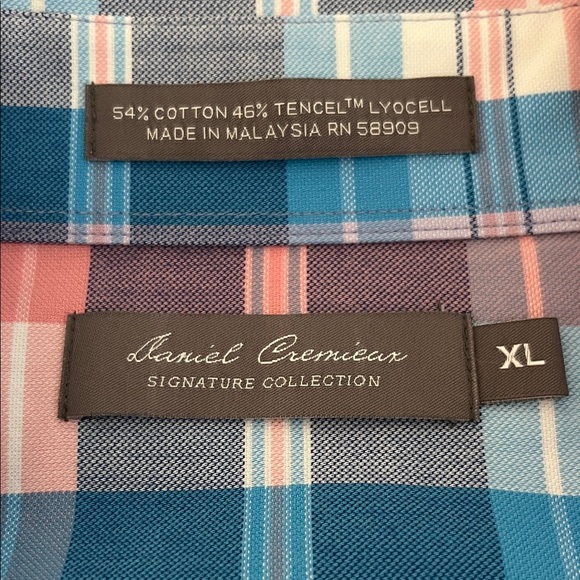 Daniel Cremieux Signature Blue and Pink Plaid Button Down Shirt X-Large - Picture 2 of 7